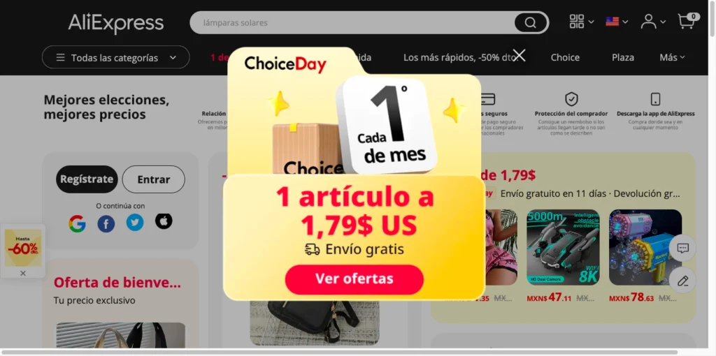 comprar lámpara solar en aliexpress desde mexico