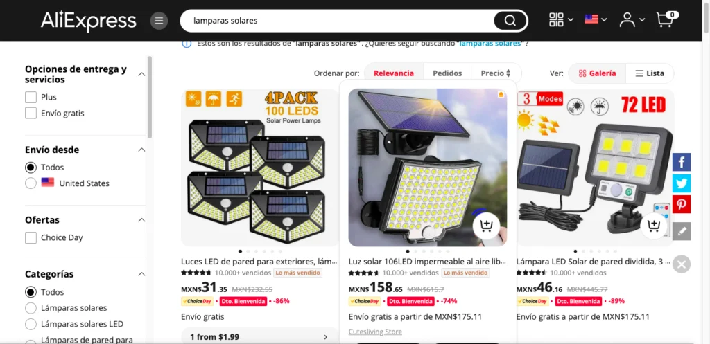 comprar lampara solar en aliexpress en 2024