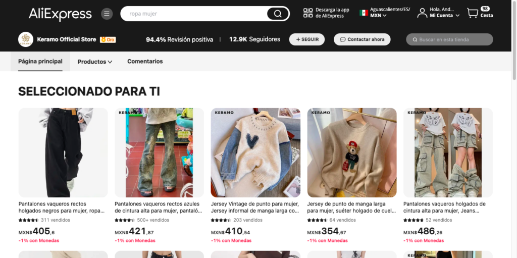 tienda de ropa de Aliexpress recomendada