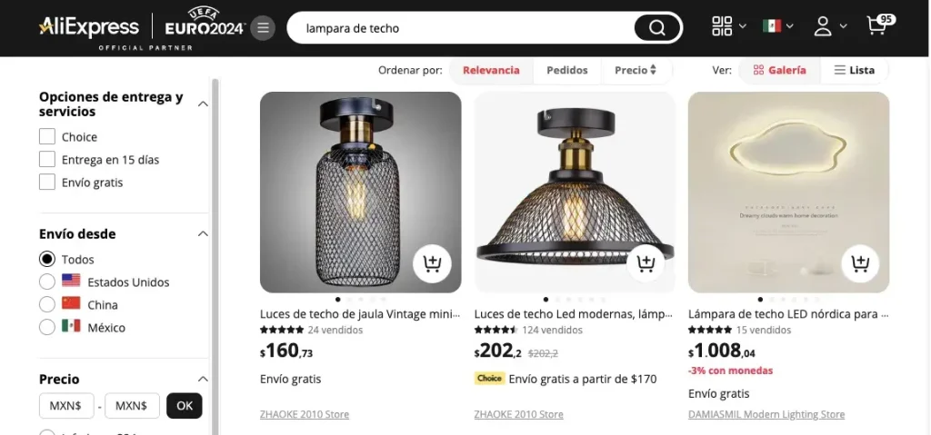 Lamparas de techo en Aliexpress modelos 2024 mexico