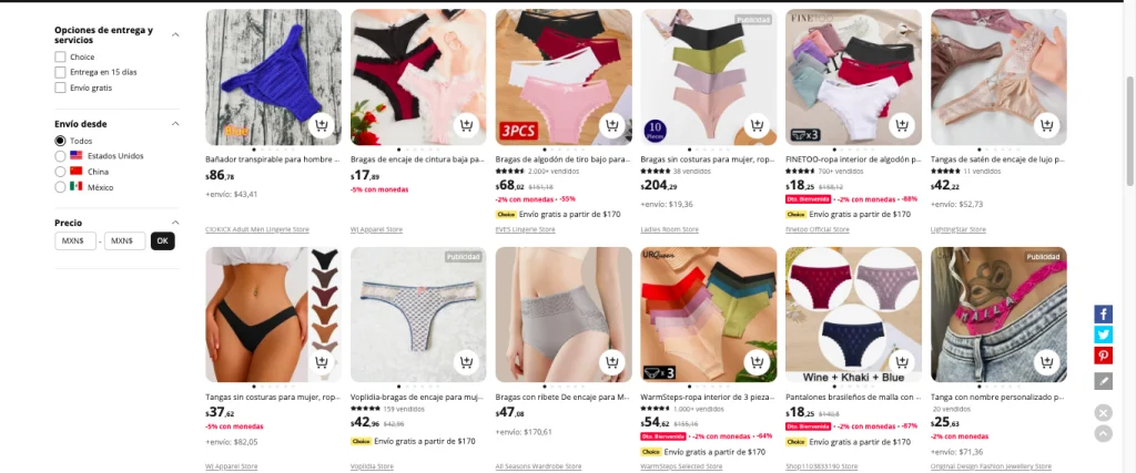 tangas brasileras en Aliexpress