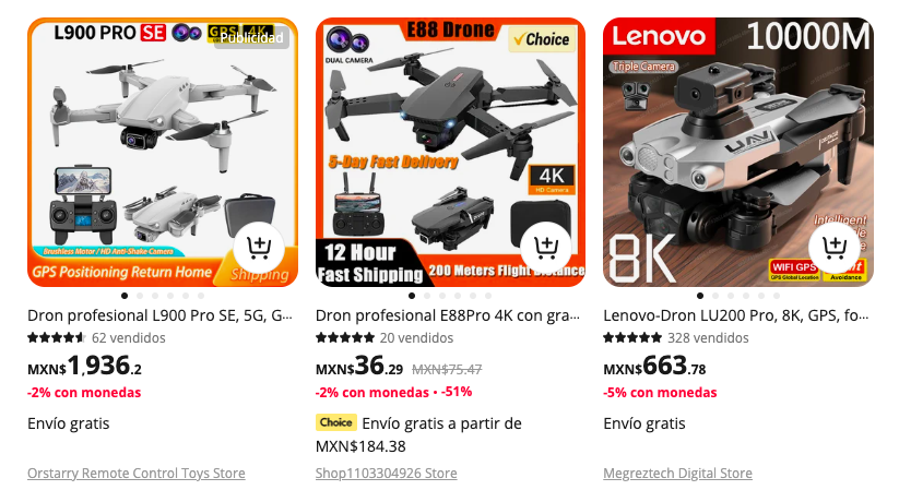 drones con cámara en aliexpress