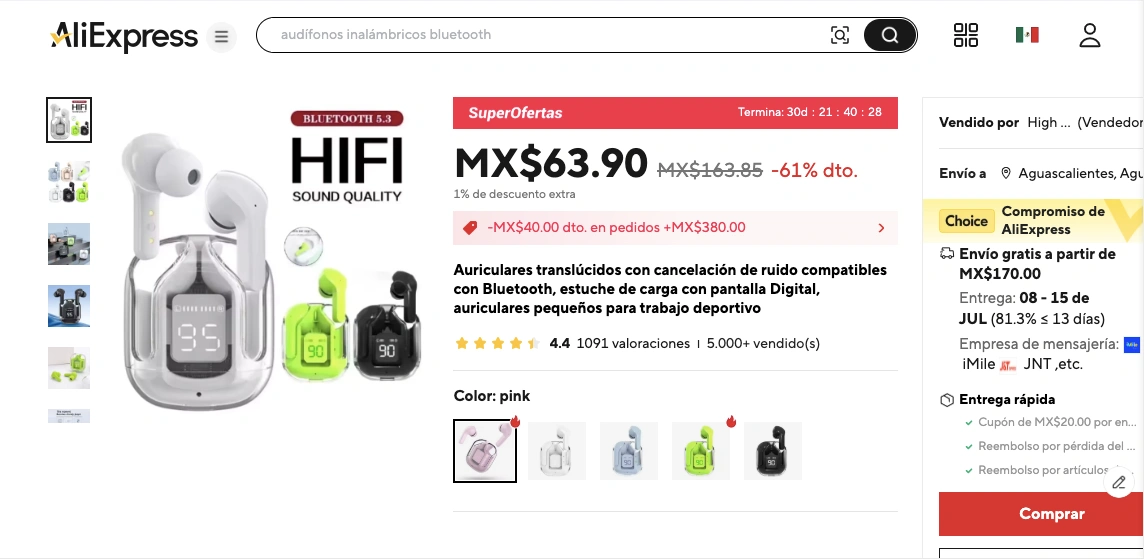 Comprar audifonos Bluetooth en Aliexpress Mexico