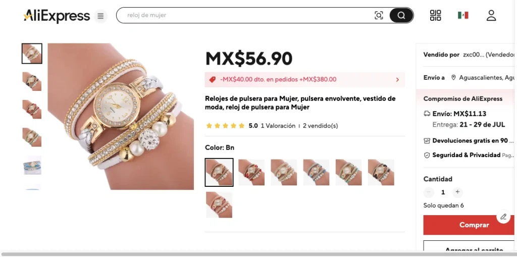 Ganar dinero al comprar productos como relojes en Aliexpress desde México