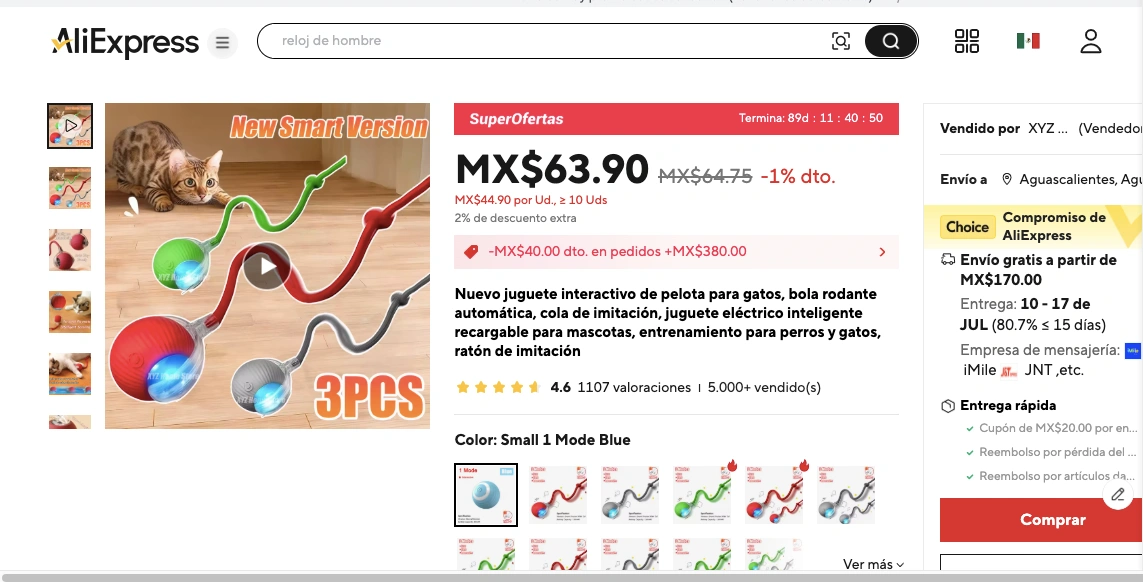 Juguetes para mascota en Aliexpress para comprar en mexico