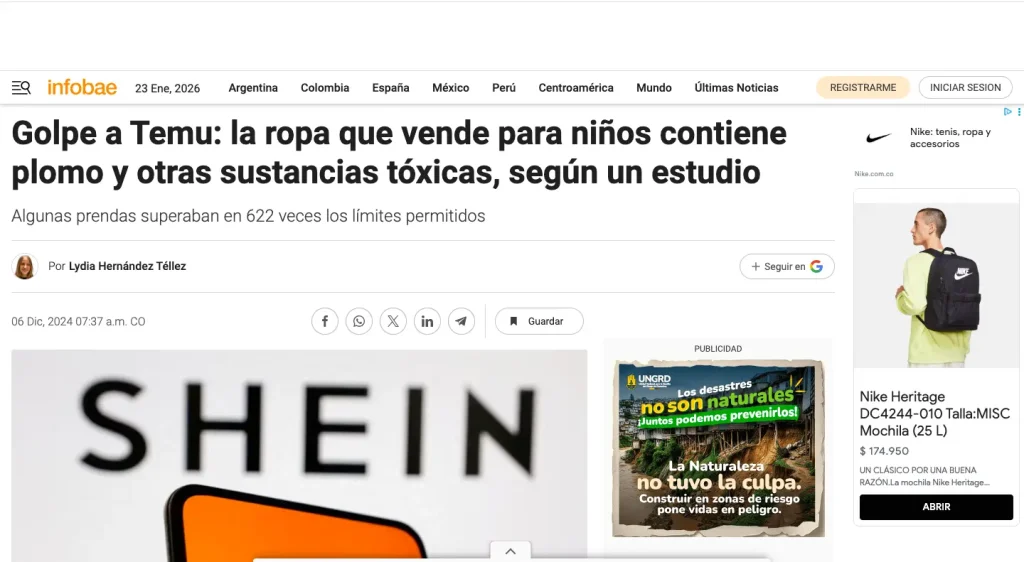 La ropa de temu y shein contiene hasta 622 veces el plomo permitido